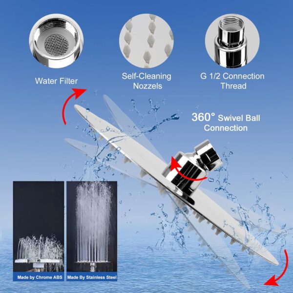 71P2SWgheTL._AC_SL1500_.jpg NearMoon Filtered Shower Head, High Pressure 8″Round Rain Shower and 5 settings Handheld Shower Filter Combo with Self-adhesive Holder/1.5M Hose -1 Replaceable Filter Cartridge (Chrome Finish)