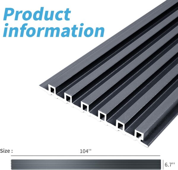 Art3d 8 Pack 104" x 6.7" Slat Wall Paneling, Glossy Metal Finish WPC Soundproof 3D Wall Panels, 3D Sound Absorbing Panels for Interior Wall Decor, Living Room, Bedroom - Steel Gray