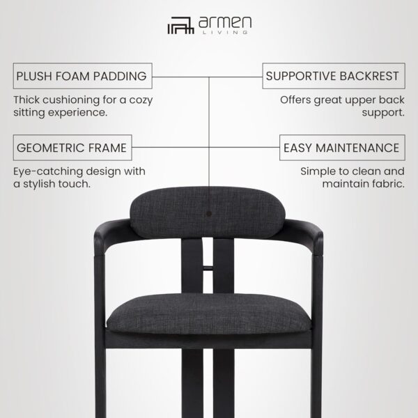 Armen Living Jazmin Fabric Modern Dining Chairs, Charcoal, Set of 2