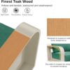 EAST OAK Signature 3 Pieces Patio Furniture Set, Outdoor Furniture with Aluminum Frame and Teak Wood Armrest, Thick Outdoor Sofa and Coffee Table, Modern Patio Conversation Set, Champagne Gold & Green