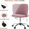 DUMOS Office Desk Chair, Modern Cute Rolling Vanity Swivel Task Chairs with Wheels, Comfortable Back Seat Armless for Home, Bedrooms, Office, Study, Student, Adults, Make-up, Dressing Room, Pink