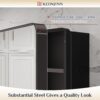 Keonjinn 20 x 32 Inch Black Mirrored Medicine Cabinet, Recessed Medicine Cabinets for Bathroom, Gloss Black Stainless Steel Framed, Adjustable Shelves, In Wall or Surface Mount, Sturdy & Heavy, Modern