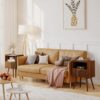 Nightstand,Modern Bedside Table with Storage Drawer and Open Wood Shelf, for Living Room, Bedroom and Small Spaces, Accent Night Stand with Solid Wood Legs, Easy Assembly,Walnut Brown