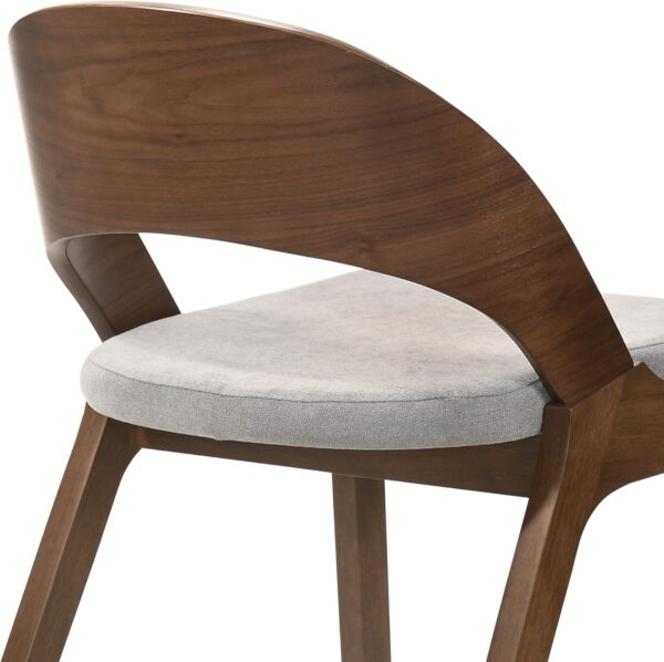 Armen Living Polly Mid-Century Modern Dining Accent Chairs Finish Fabric-Set of 2, 20" Wide, Walnut/Grey