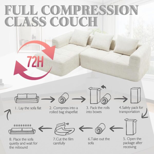 98.42" Cloud Sectional Couch with L-Shape Chaise,Modern Modular Sofa with Deep Seat, Upholstered Couches for Living Room Bedroom,No Assembly Required (Beige)