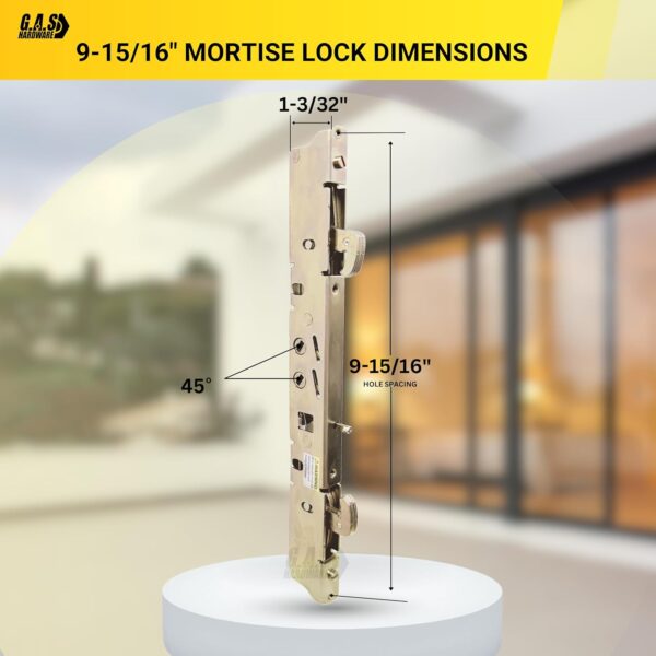 Alloy Steel Dual Point 9-15/16" Mortise Lock with 10-1/8" Faceplate for Sliding Patio Glass Door | Multi Point Locking Mechanism Replacement - Fix and Repair Door Hardware Security