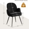 Black Dining Chairs Set of 4, Modern Dining Chairs with Arms and Sturdy Metal Legs, Boucle Fabric Upholstered Kitchen Dining Chairs for Dining Room, Living Room, Bedroom
