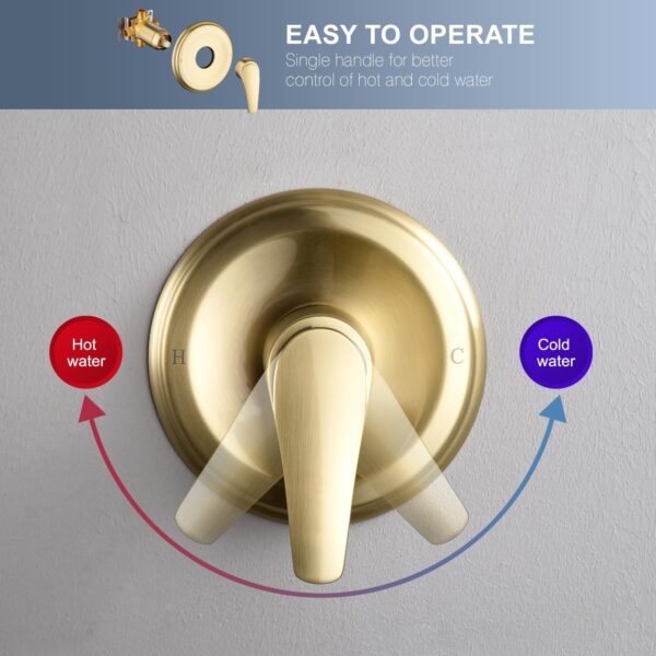 Tub Shower Faucet Combo, Brushed Gold Shower System 10 Patterns Handheld Shower Head with Tub Spout, Shower Trim Kit with Shower Head & Brass Valve