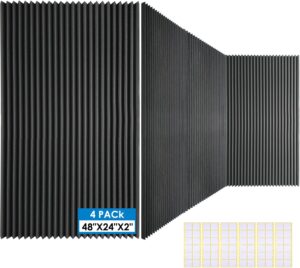 4 PCS Acoustic Panels,48''X24''X2'' Soundproof Foam Wall Panels,High Density Fireproof Noise Cancelling Foam Studio Foam Panel,Noise (Black-4 Pack)
