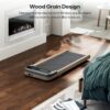 UREVO Smart Walking Pad with MIIT Modes, Walking Pad Treadmill UnderDesk, Wooden Treadmills for Home Plug and Play Jogging Machine with HiveTech Cushioning, APP Remoter and LED Display