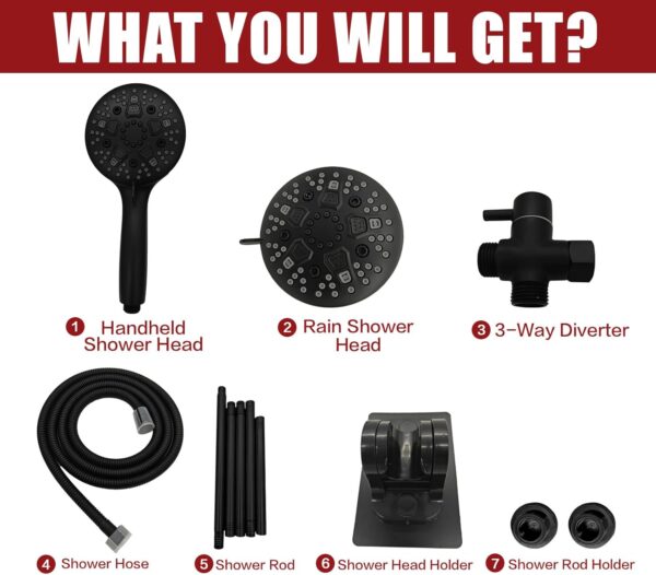 Double Shower Head, Dual Shower Head for Couples, High Pressure and Adjustable Tandem Shower Head System for Two People