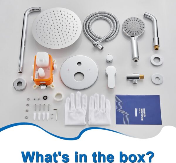 Shower System with Tub Spout, 10 inch Rain Shower and Handheld, Shower Faucet Set Complete Rough-in Valve and Trim Kit Included, Chrome