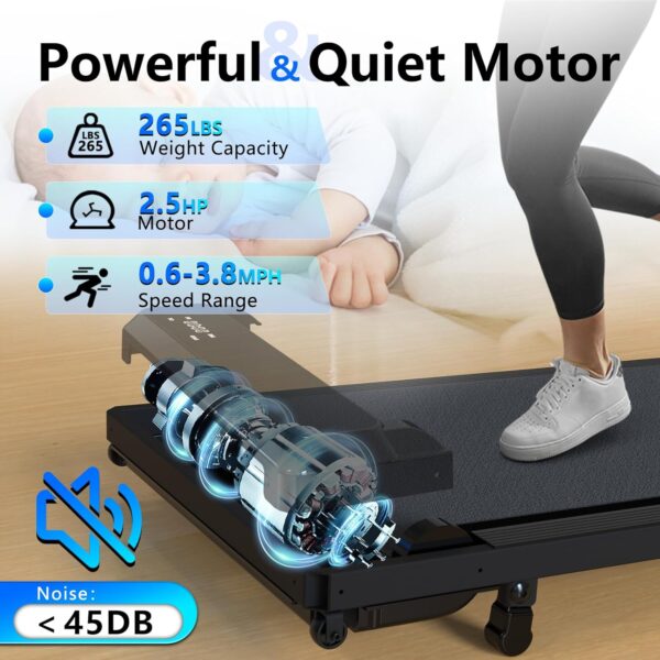 3-in-1 Walking Pad with Incline,2.5 HP Under Desk Treadmill for Home Office,265 LBS Compact Walking Treadmill with LED Display,No Assembly