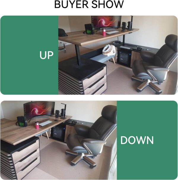 70.87IN Adjustable Heigh L Shaped Executive Desk w/7Cabinet Storage, Modern Computer Standing Home Office Desk w/Universal Charging Ports, Large Writing Table Business Workstation