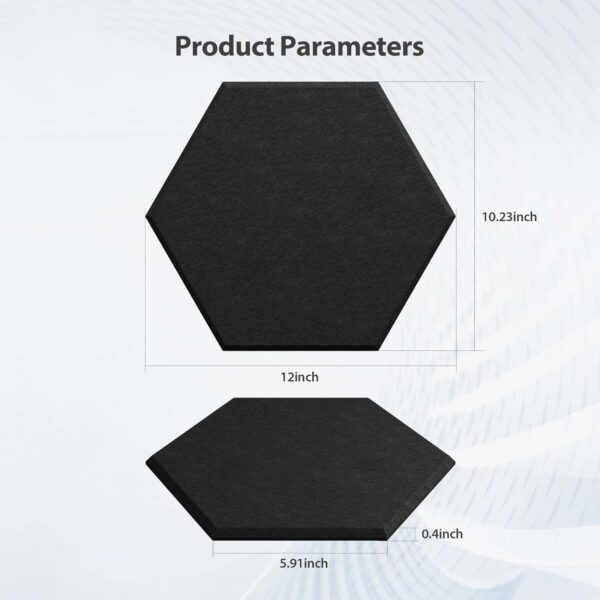 12 Pack Acoustic Panels Self Adhesive Sound Proof Foam, High Density Sound Acoustic Foam Panel, 12X10.23X0.4 Inch Hexagon Wall Panels in Home,Office,Reccording Room,Studio(Black)