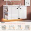 IRONCK 30" Bathroom Vanity with Sink, Floating Bathroom Sink Cabinet with LED Light & Extra Shelves, High Gloss Modern Clearance Bathroom Vanities, White