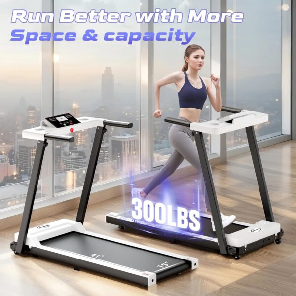 Walking Pad Treadmill with Handle Bar, 3.0 HP Foldable Treadmills for Home, 300LBS Capacity Portable Treadmills for Home & Office Use