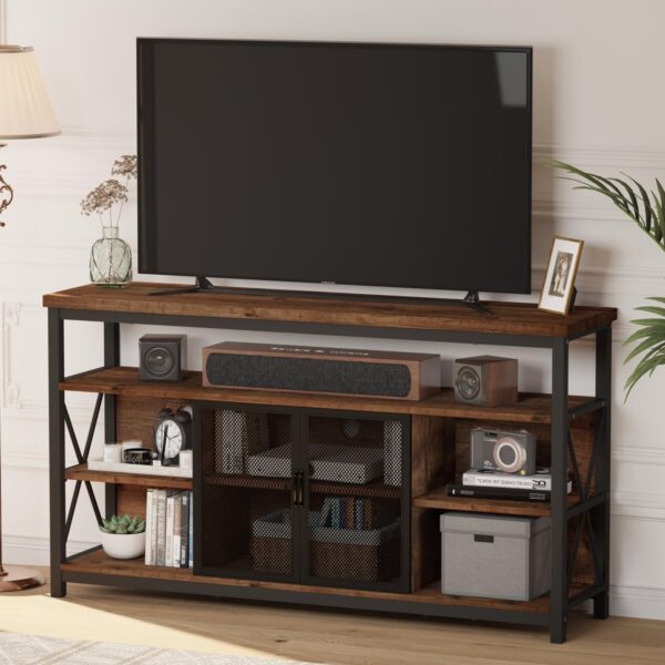 71RL0O9REIL._AC_SL1200_.jpg BON AUGURE Tall TV Stand for TVs up to 65 Inch, Industrial Wood Entertainment Center with Storage Cabinet, Farmhouse TV Media Console for Living Room and Bedroom (32 Inch High, Rustic Oak)