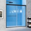 56-60" W x 70" H Double Sliding Shower Door,1/4" Thick Clear SGCC Tempered Glass Shower Door,Shower Glass Door Matte Black Finish
