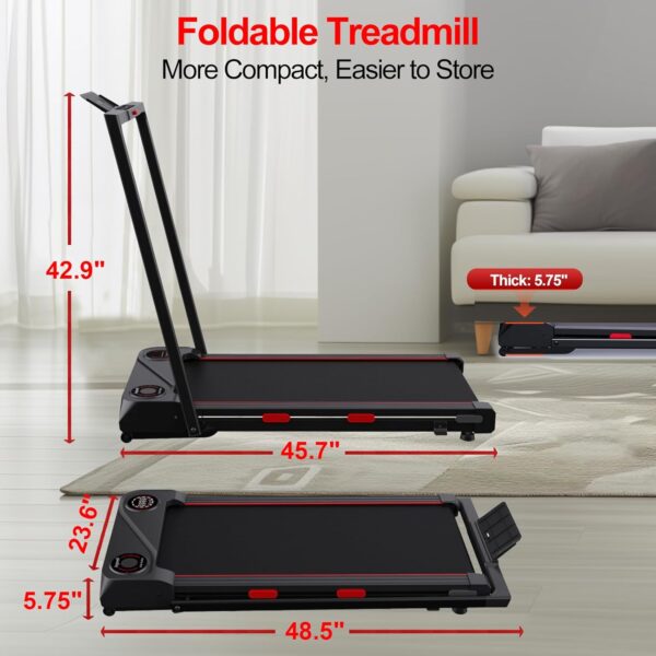 Foldable Treadmill Walking Pad with Auto Incline, 6-Level 12% Portable Under Desk Treadmill for Home Office, 2 in 1 330lbs Capacity Heavy Duty with Handle Bar, 2.5HP Quiet, Upright Space-Saving