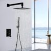 Gappo Matte Black Shower System Wall Mounted High Pressure 10 Inch Shower Faucet Set Rain Shower Head with Handheld Shower Fixtures, Rough-in Valve Included