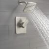 Delta Faucet Modern Brushed Nickel Shower Trim Kit, Shower Faucet with Single-Spray Touch-Clean Brushed Nickel Shower Head, Stainless T14267-SS-PP (Valve Not Included)