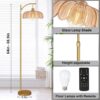 Floor Lamp for Living Room,Bedroom,Gold Dimmable Standing Lamp with Remote,Mid Century Modern Brass Tall Lamp Retro Vintage Green Glass Lamp Floor Light Boho Bohemian
