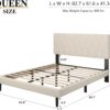 Queen Size Bed Frame with Diamond Tufted Headboard, Velvet Upholstered Platform Bed and Wooden Slat Support, Noise-Free, No Box Spring Needed, Easy Assembly, Beige
