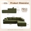 104" Modular Sectional Sofa Couch,L-Shape Upholstered Cloud Couch,Modern Minimalist Couches for Living Room,Free Combination Deep Seat Corner Couch, Sherpa/Right Facing Chaise,Green
