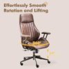 High Back Home Office Chair,Mid Century Modren Ergonomic Executive Chair,Lumbar Support Swivel Task Chair with Wheels,Computer Desk Chair Suede Fabric,350LBS (Dark Brown)