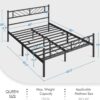 Yaheetech Queen Size Platform Bed Frame with Arrow Design Headboard, 13 Inches Metal Mattress Foundation for Storage, No Box Spring Needed, Easy Assembly, Modern, Black