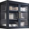 Black Glass Display Wall Storage Cabinet,Bathroom Wall Cabinet,Wall Mounted Cabinet, Floating Cabinet with Adjustable Shelves for Kitchen,Dining Room,Laundry