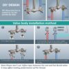 Aolemi Wall Mount Outdoor Shower Kit,Outdoor Shower Fixtures Faucet System with Handheld Spray,Double Handle 6 Inch Center Exposed Shower,with 6" Shower Head Brushed Nickel