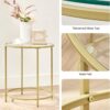 VASAGLE Round Side Table, Glass End Table with Metal Frame, Gold Coffee Table with Modern Style, for Living Room, Balcony, Bedroom, Gold Color