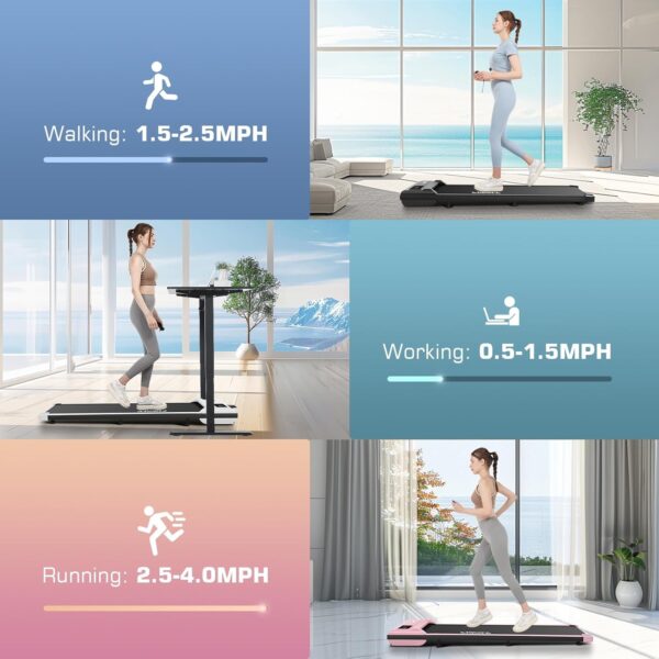 ANCHEER Walking Pad Under Desk Treadmill, 3 in 1 Portable Folding Treadmills for Home 300 lbs Weight Capacity, 2.5HP Quiet Compact Walking Jogging Running Machine with Remote Control and LED Display