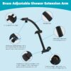 Hibbent Rain Shower Head, 13'' High Pressure Rainfall 5 Spray Mode Showerhead with 16" Shower Head Extension Arm, Solid Brass Adjustable Shower Arm Extender, Waterfall fixed Showerheads, Matte Black