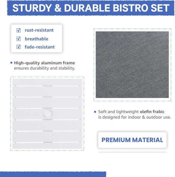 71T-Hk-m4VL._AC_SL1500_.jpg Soleil Jardin 5 Piece Outdoor Dining Set, Aluminum Patio Furniture Dining Set with Round Dining Table w/Umbrella Hole and 4 Stackable Chairs w/Cushions for Yard, Garden, Porch and Pool, White