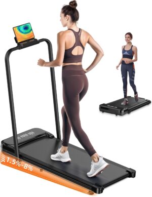 Walking Pad, Under Desk Treadmill, Walking Pad with Incline, 2 in 1 Treadmills for Home/Office, Compact Portable Foldable Treadmill, Installation-Free Low Noise, Safety Lock and LED Display