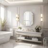 VECELO Medicine Cabinets with Mirror, Modern Wall-Mounted Cabinet for Bathroom, Wall Cabinet with LED Lights, USB Port, 22.4x14.6x3.9 in