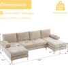 Karl home Convertible Sectional Sofa 110" U-Shape Sofa Couch 4-Seat Couch with Chaise ChenilleFabric Upholstered for Living Room, Apartment, Office, Camel