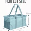 71T70y6EYWL._AC_SL1500_.jpg Extra Large Utility Tote Bag - Oversized Collapsible Reusable Wire Frame Rectangular Canvas Basket With Two Exterior Pockets For Beach, Pool, Laundry, Car Trunk, Storage - Light Blue