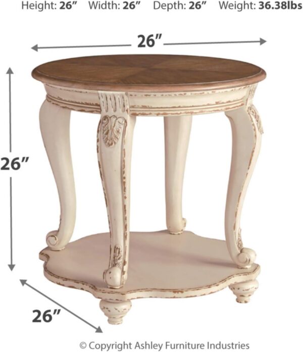 Signature Design by Ashley Realyn French Country Two Tone Round End Table, Chipped White