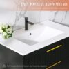 36" Bathroom Vanity with Sink, Floating Vanity Bathroom Sink Cabinet Wall Mount, Soft-Close Function 2 Large Drawers, Grooved Stripe Design, Hidden Damping Drawers, Black