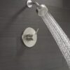 Delta Faucet Modern Brushed Nickel Shower Trim Kit, Shower Faucet with Single-Spray Touch-Clean Brushed Nickel Shower Head, Stainless T14259-SS-PP (Valve Not Included)