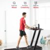 WELLFIT 10% Incline Treadmills for Home, Under Desk Walking Pad 330+lbs Weight Capacity, Foldable Treadmill for Small Space Apartment, Portable Easy to Move Upright Place, Long Stride, Space Saver