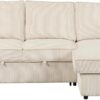96" Convertible Sleeper Sofa Bed, Pull Out Sectional Sofa with Storage Chaise, Modern L-Shaped Corner Couch with Cup Holders & Pockets for Small Spaces, Apartment, Living Room, Beige
