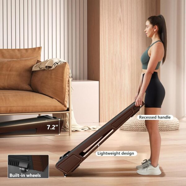 GOYOUTH Walking Pad with 5% Incline, Under Desk Treadmill, Compact Jogging Machine, Wooden Treadmills for Home Office & Small Space, 12 HIIT Programs