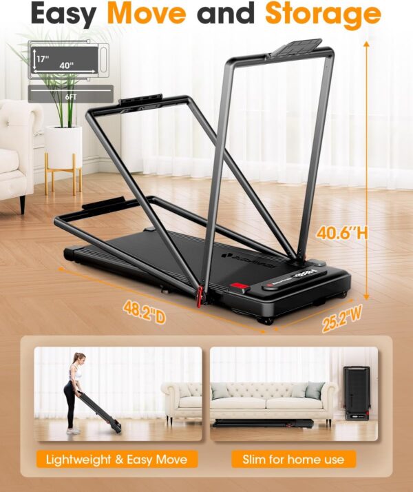 9% Incline Walking Pad Treadmill and Handle Bar, Widened Running Belt, 4MPH/7.6MPH, 2.5HP Treadmill with 380lbs Capacity with Remote, Bluetooth and App Control with Fitshow