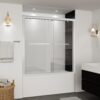 Double Sliding Bathtub Shower Door 59 in.W x 59 in.H, 1/4" (6mm) Clear Tempered Glass Shower Door, Bathtub Glass Door with Towel Bar and Stainless Steel Hardware