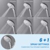 8" Dual Shower Head Combo, High Pressure Rainfall Shower Head with Handheld, 6 Spray Settings Angle Adjustable Handheld Shower Head with Pause, Height Adjustable, Chrome Silver